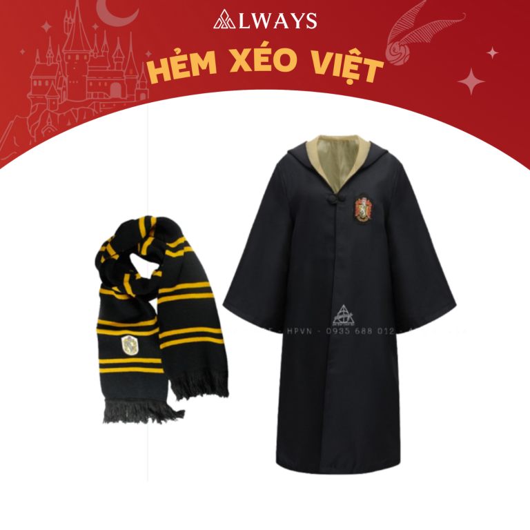 COMBO 5: Áo chùng + Khăn dày nhà Hufflepuff