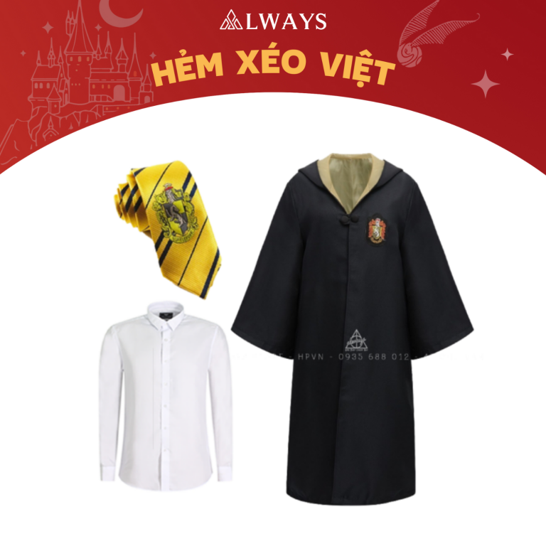COMBO 2: Áo chùng + Cà vạt + Sơ mi nhà Hufflepuff