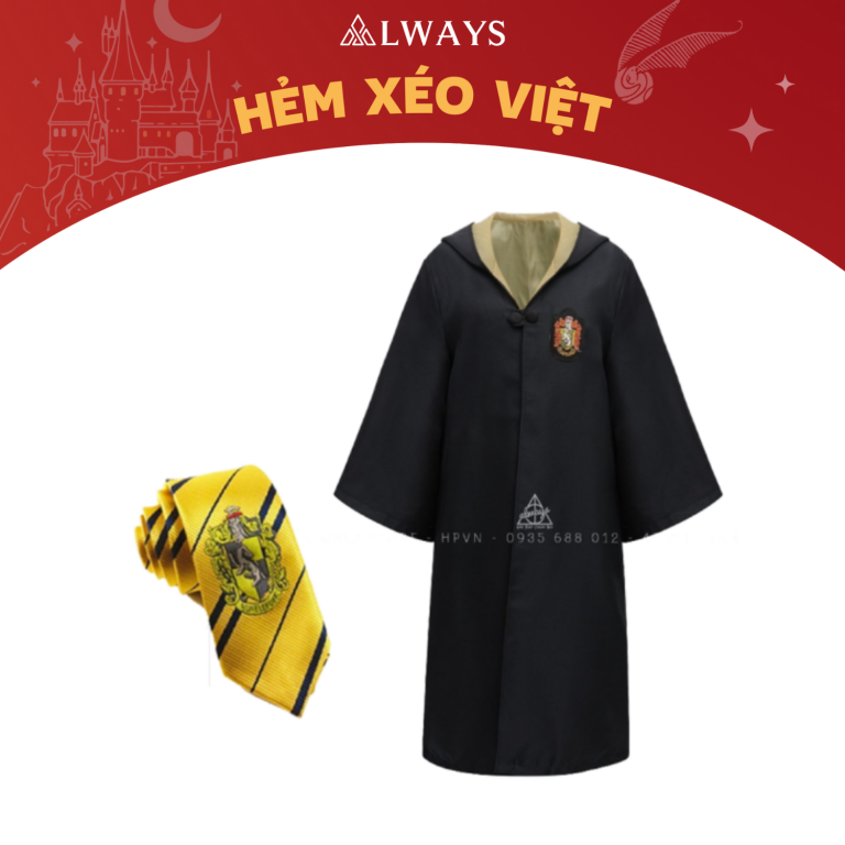 COMBO 1: Áo chùng + Cà vạt nhà Hufflepuff
