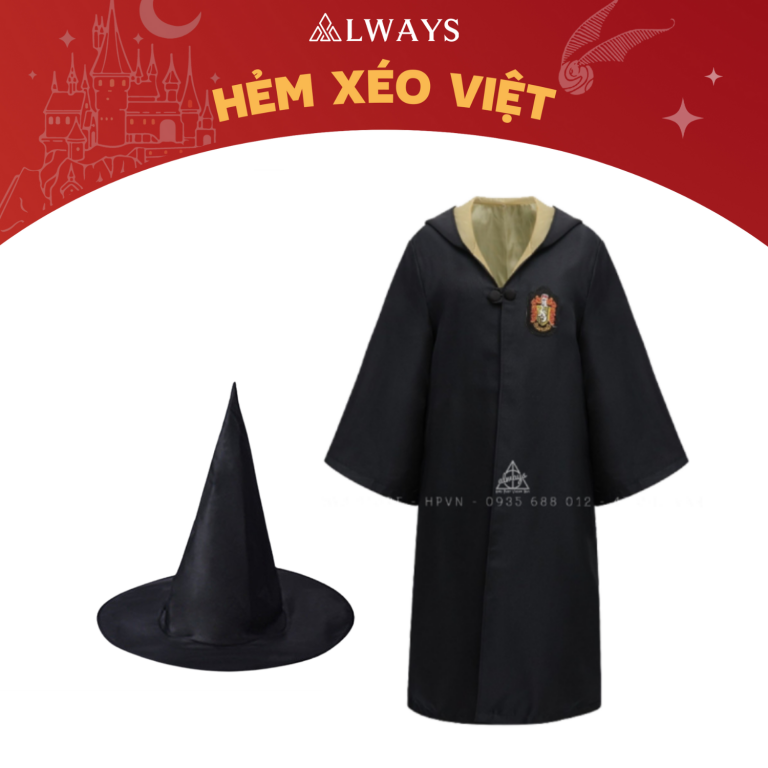 COMBO 18:  Áo chùng + Mũ phù thủy nhà Hufflepuff