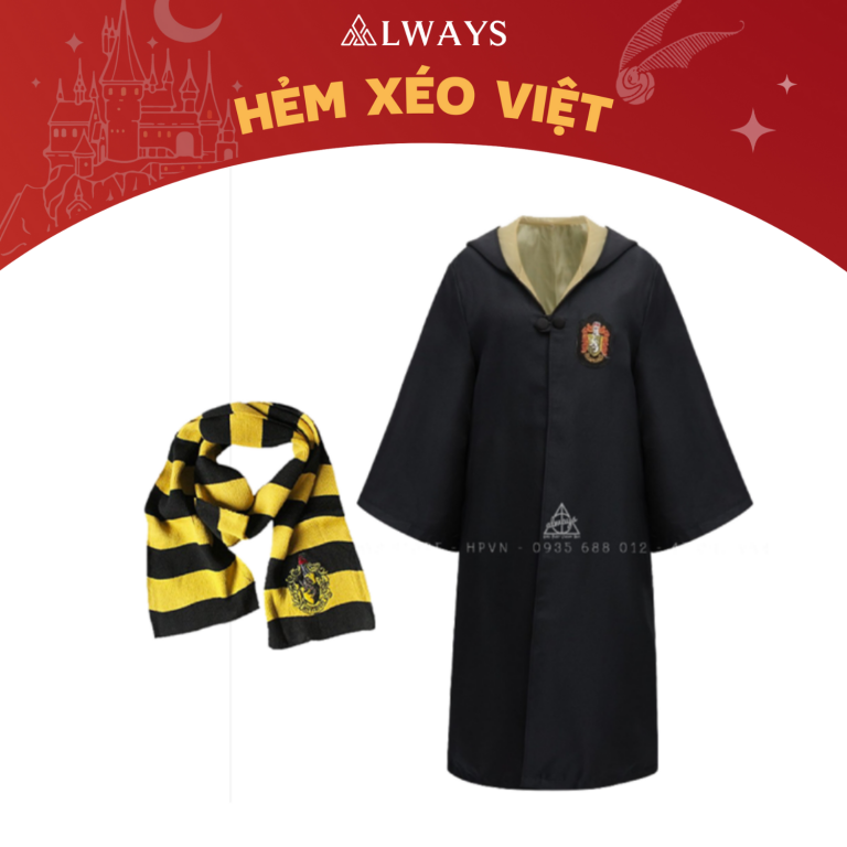 COMBO 6: Áo chùng + Khăn mỏng nhà Hufflepuff