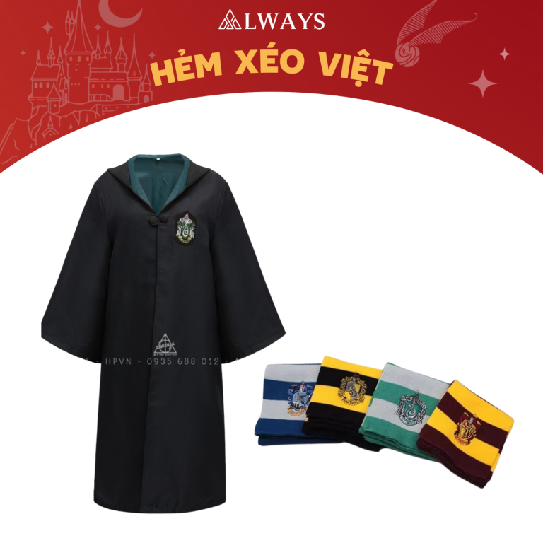 COMBO 6: Áo chùng + Khăn mỏng nhà Slytherin