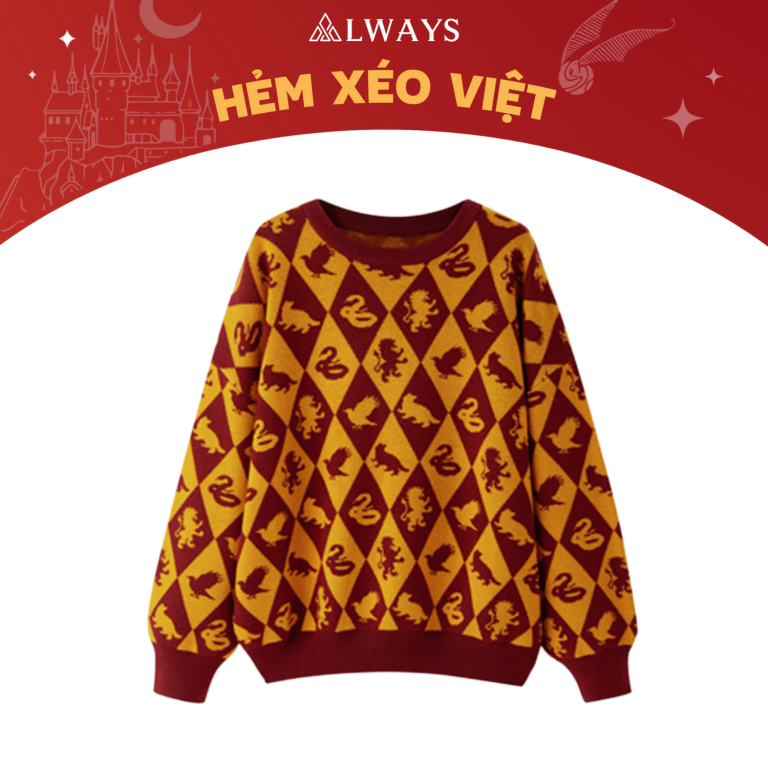 Áo len phong cách Harry Potter - Nhà GRYFFINDOR (mẫu caro)
