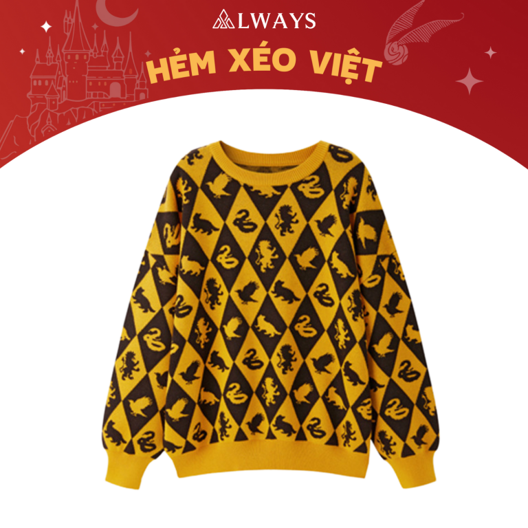 Áo len phong cách Harry Potter - Nhà HUFFLEPUFF (mẫu caro)