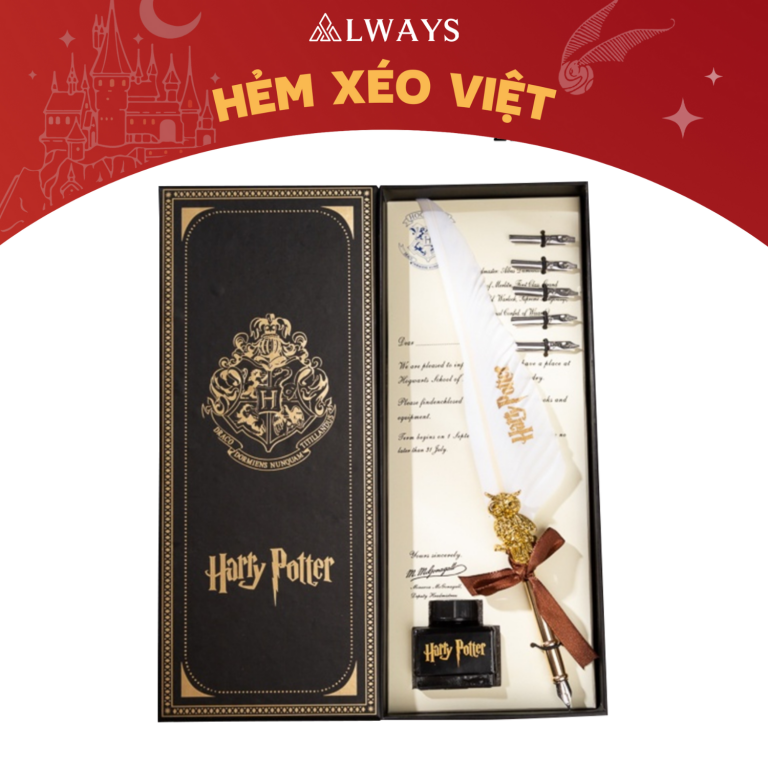 Set bút lông ngỗng vintage phong cách Harry Potter - MẪU TRẮNG