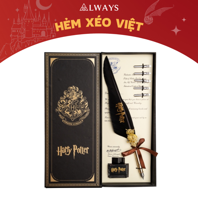Set bút lông ngỗng vintage phong cách Harry Potter - MẪU ĐEN