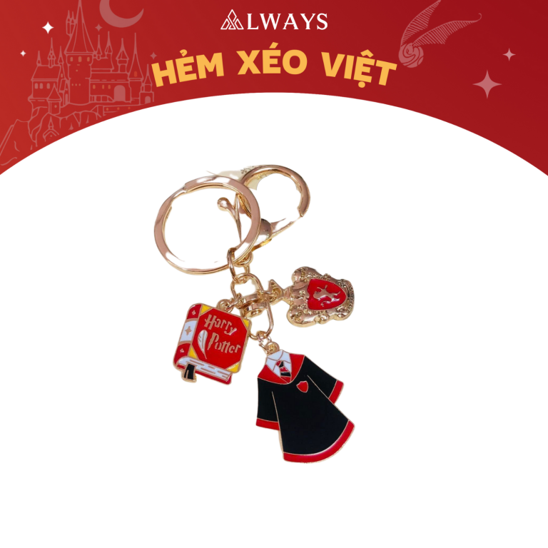 Harry Potter Keychain 3 charm - Móc khóa 3 charm (mẫu Gryffindor)