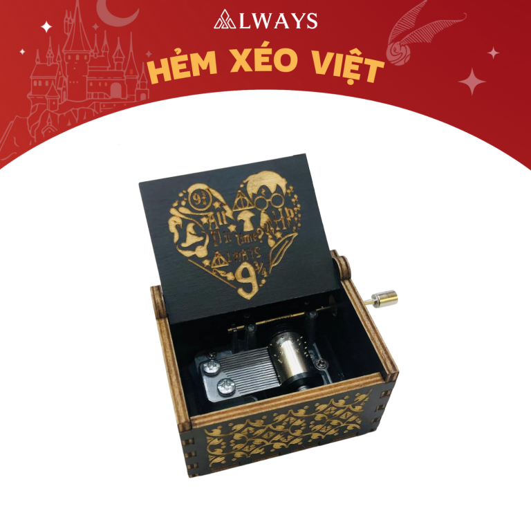 Harry Potter Music Box – Hộp nhạc phong cách Harry Potter (mẫu ĐEN trái tim)