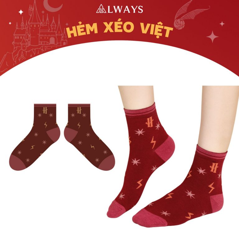 Harry Potter socks - Tất vớ Harry Potter phong cách unisex (mẫu Gryffindor đỏ)