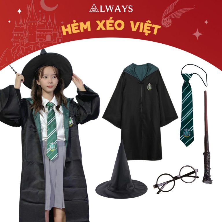 Combo đồng phục SLYTHERIN (5 món) - Trẻ em và người lớn