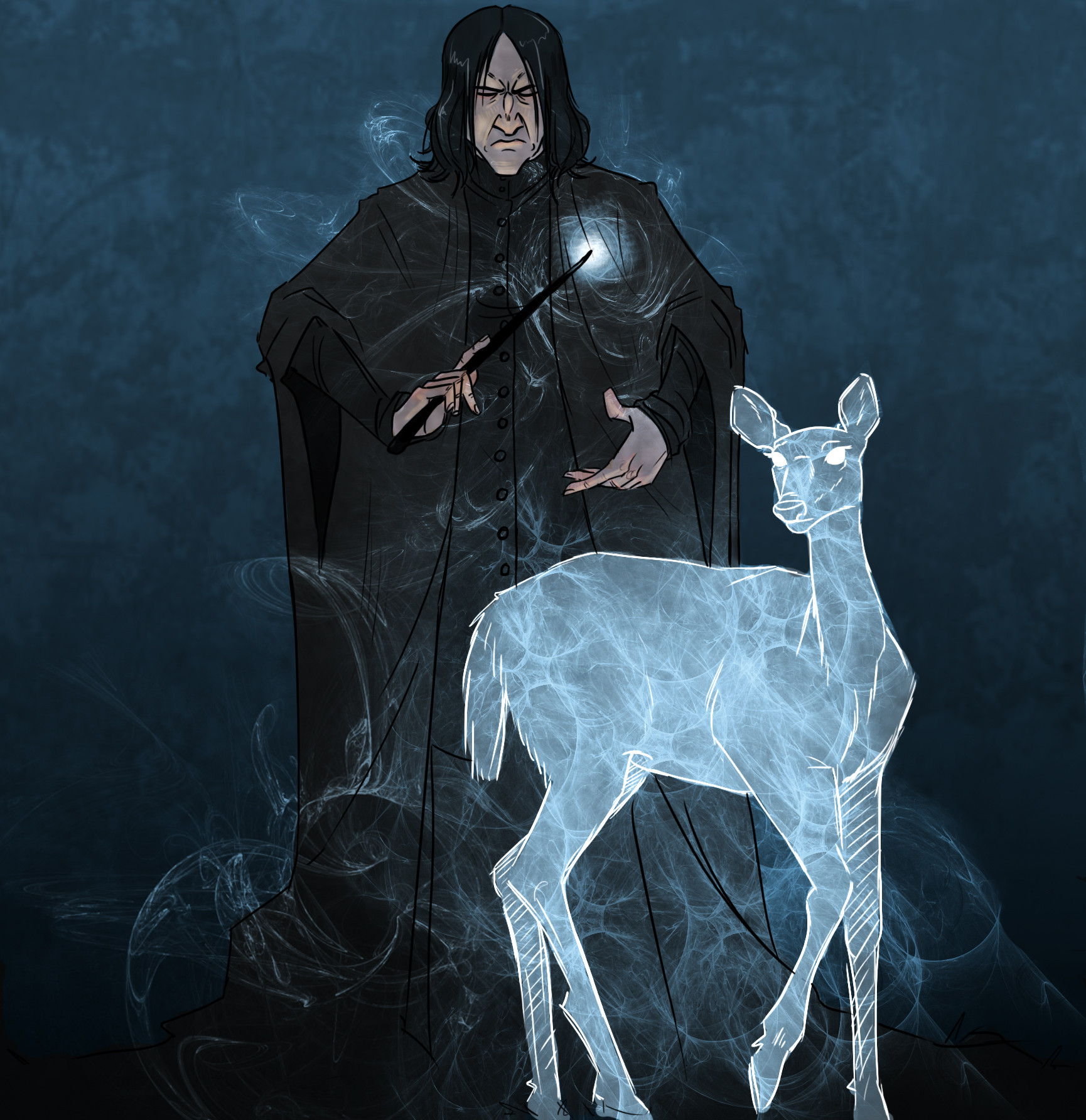 Snape and his patronus - Imgur